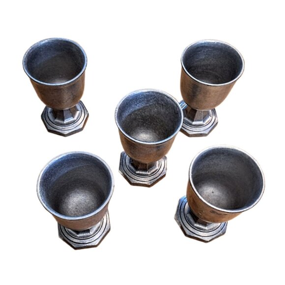 Vintage 5 Wilton Armetale Pewter Goblets Chalice Plough Tavern Collection - Picture 2 of 6